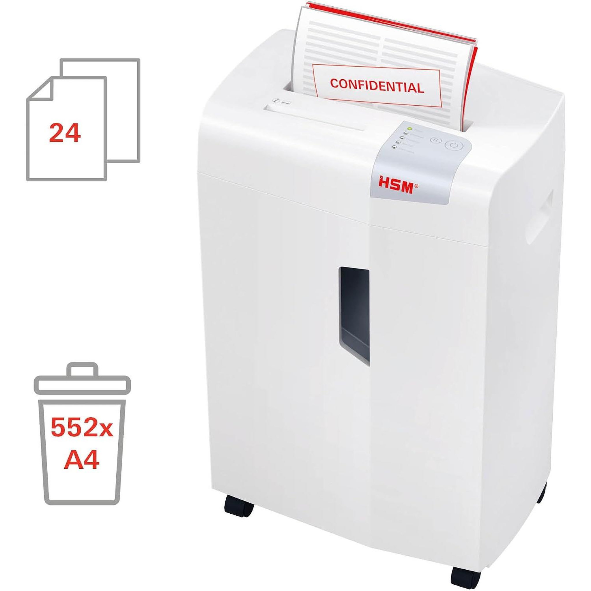 Voir la diapositive 3 : Hsm Destructeur de documents 24 feuilles coupe en particules 4x37mm - 1039111