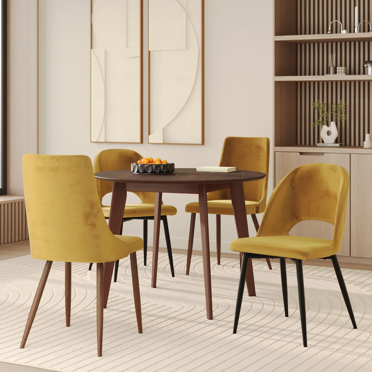Rendez vous déco Pack 4 chaises en velours jaune-Pénélope
