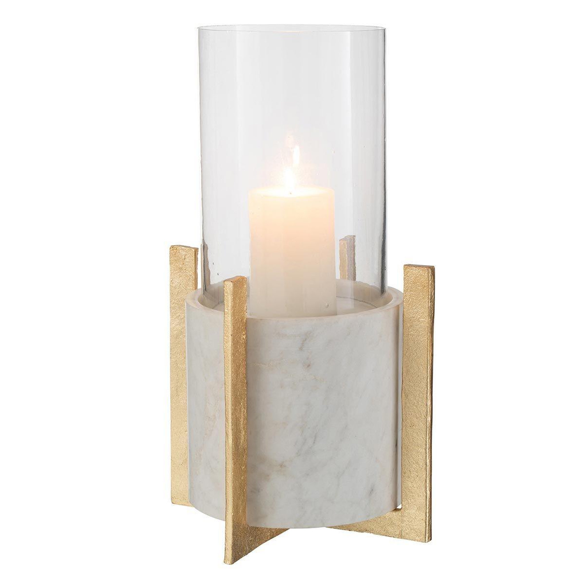 Voir la diapositive 3 : J-LINE Photophore Design  Base Marbre  38cm Gris