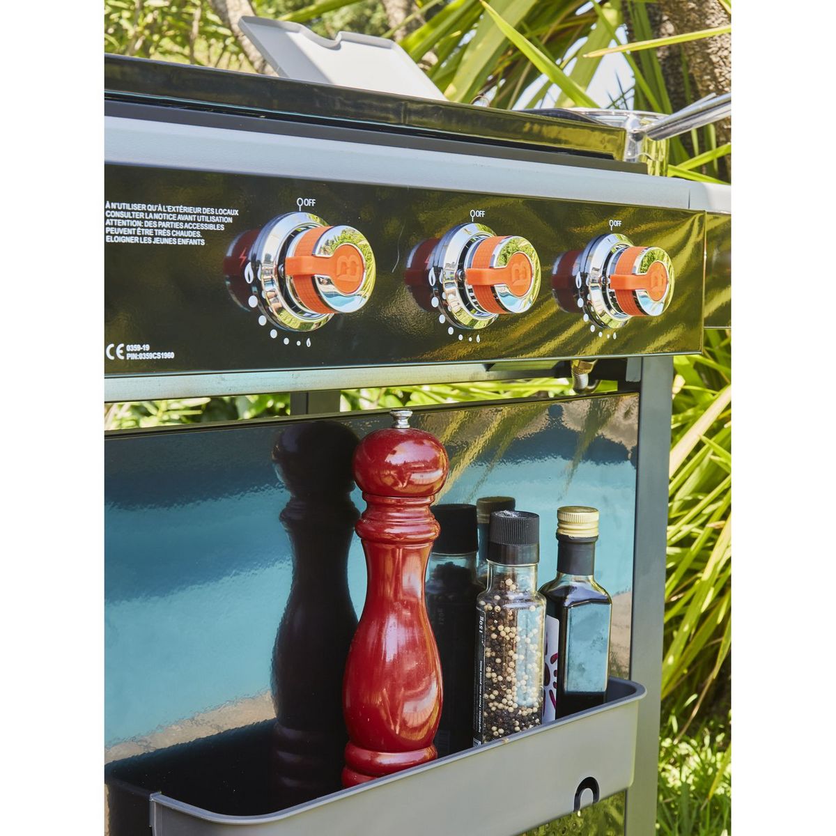 BRASERO Barbecue charbon de bois et plancha gaz 3 brûleurs + 1 brûleur latéral