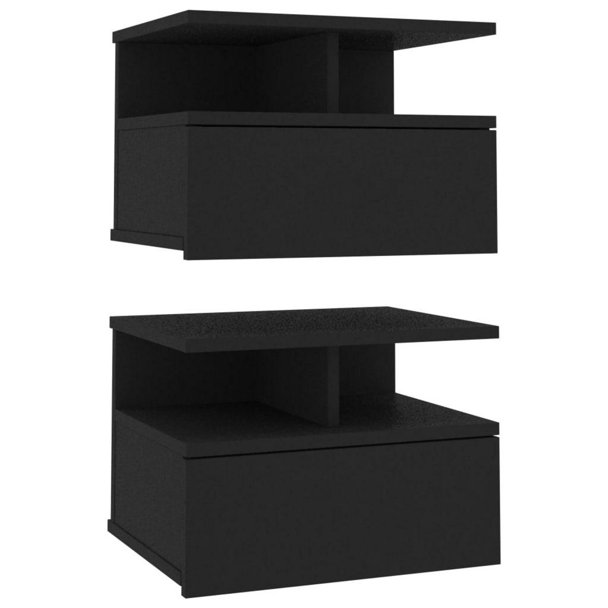 VIDAXL Tables de chevet flottantes 2 pcs Noir Bois d'ingenierie