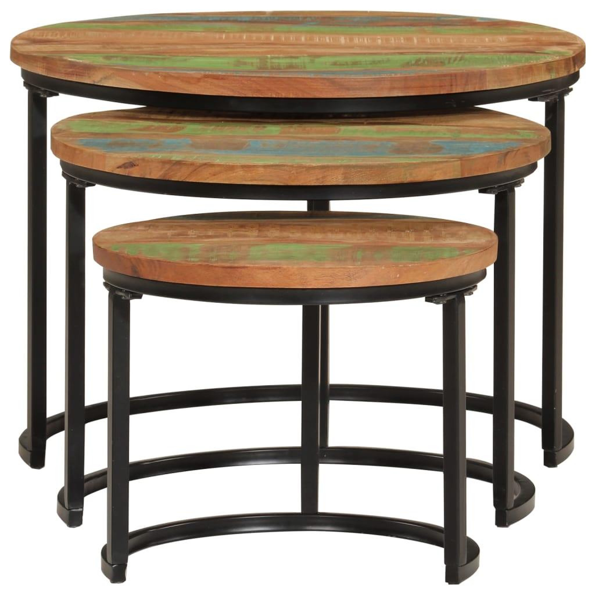 Voir la diapositive 4 : VIDAXL Tables gigognes 3 pcs bois massif de recuperation