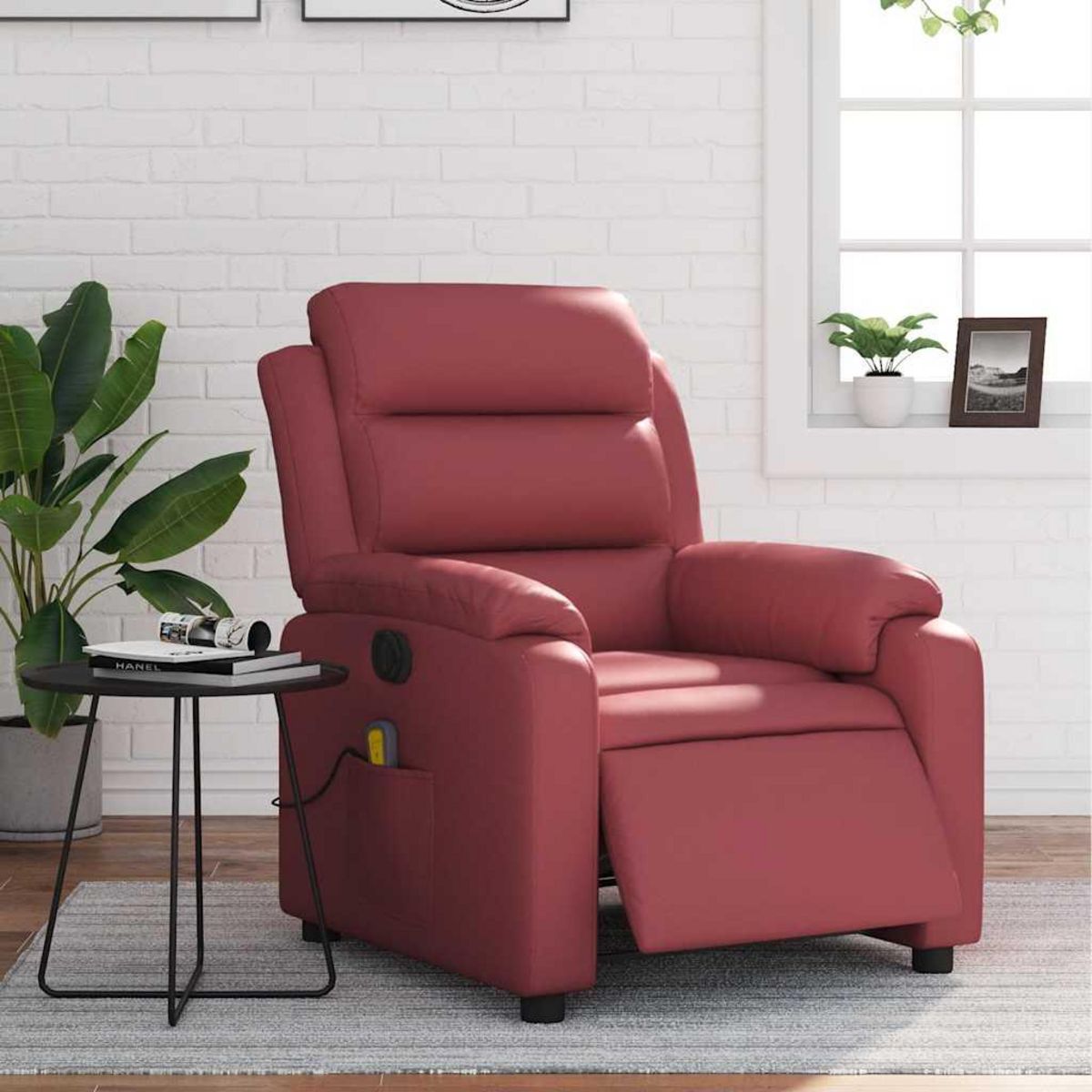 VIDAXL Fauteuil de massage inclinable electrique rouge bordeaux