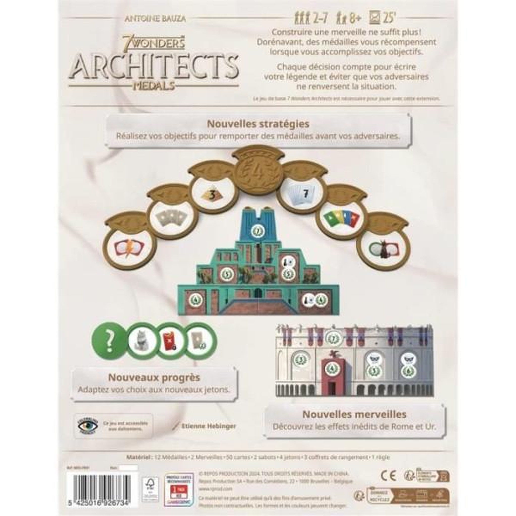 Voir la diapositive 5 : Asmodee 7 WONDERS ARCHITECTS – MEDALS (EXT), Papeterie Papeterie