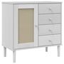 Voir la diapositive 2 : VIDAXL Buffet SENJA aspect rotin blanc 80x40x80 cm bois massif de pin