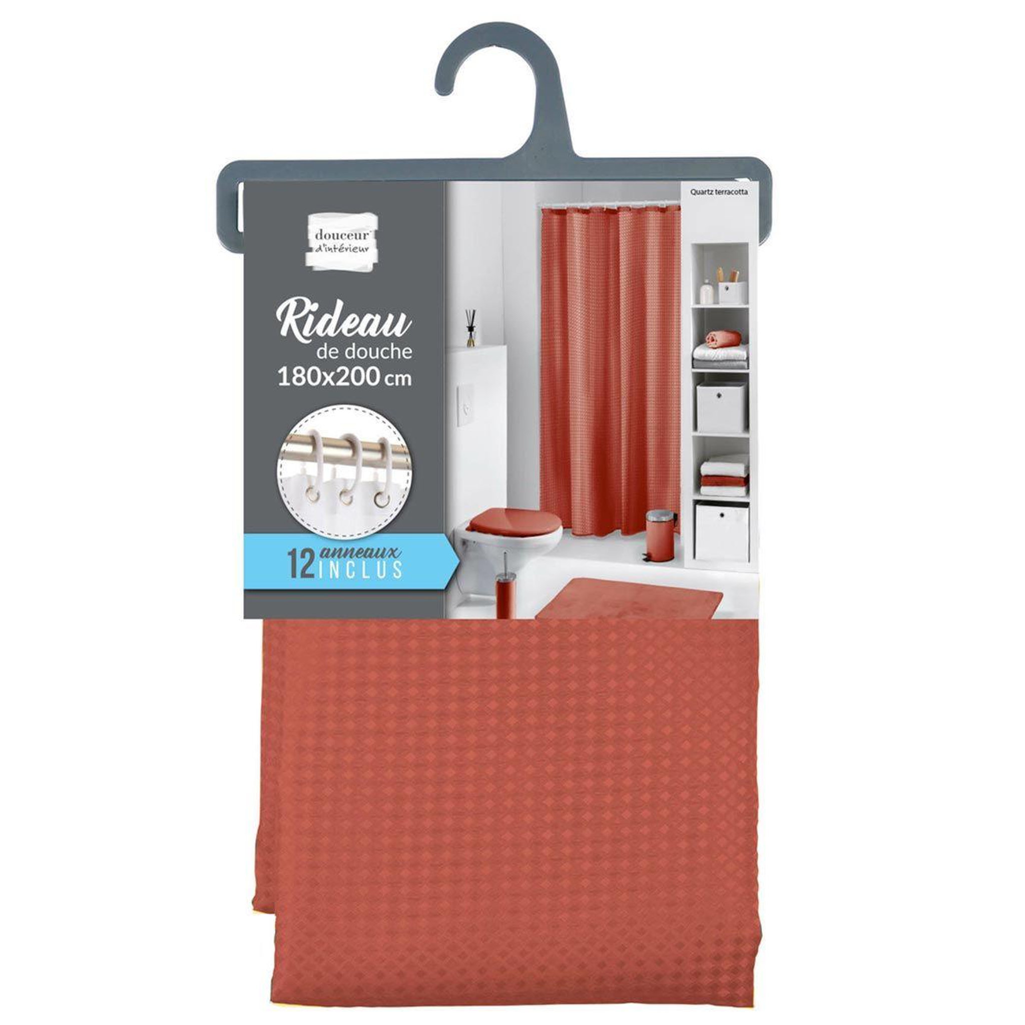 Voir la diapositive 4 : Douceur d'Intérieur Rideau de douche  quartz  180x200cm terracotta