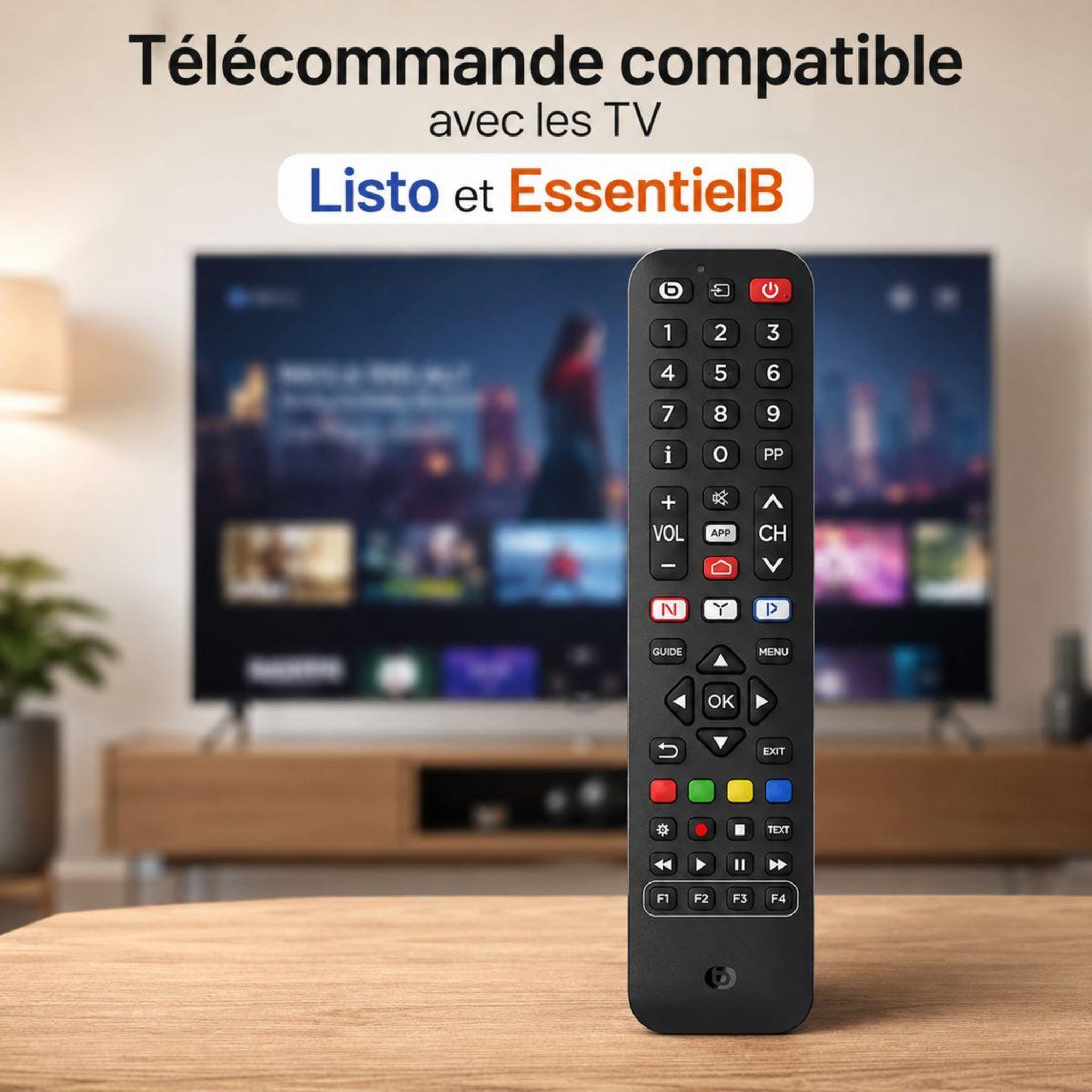Voir la diapositive 2 : ESSENTIEL B Télécommande pour TV EssB Listo