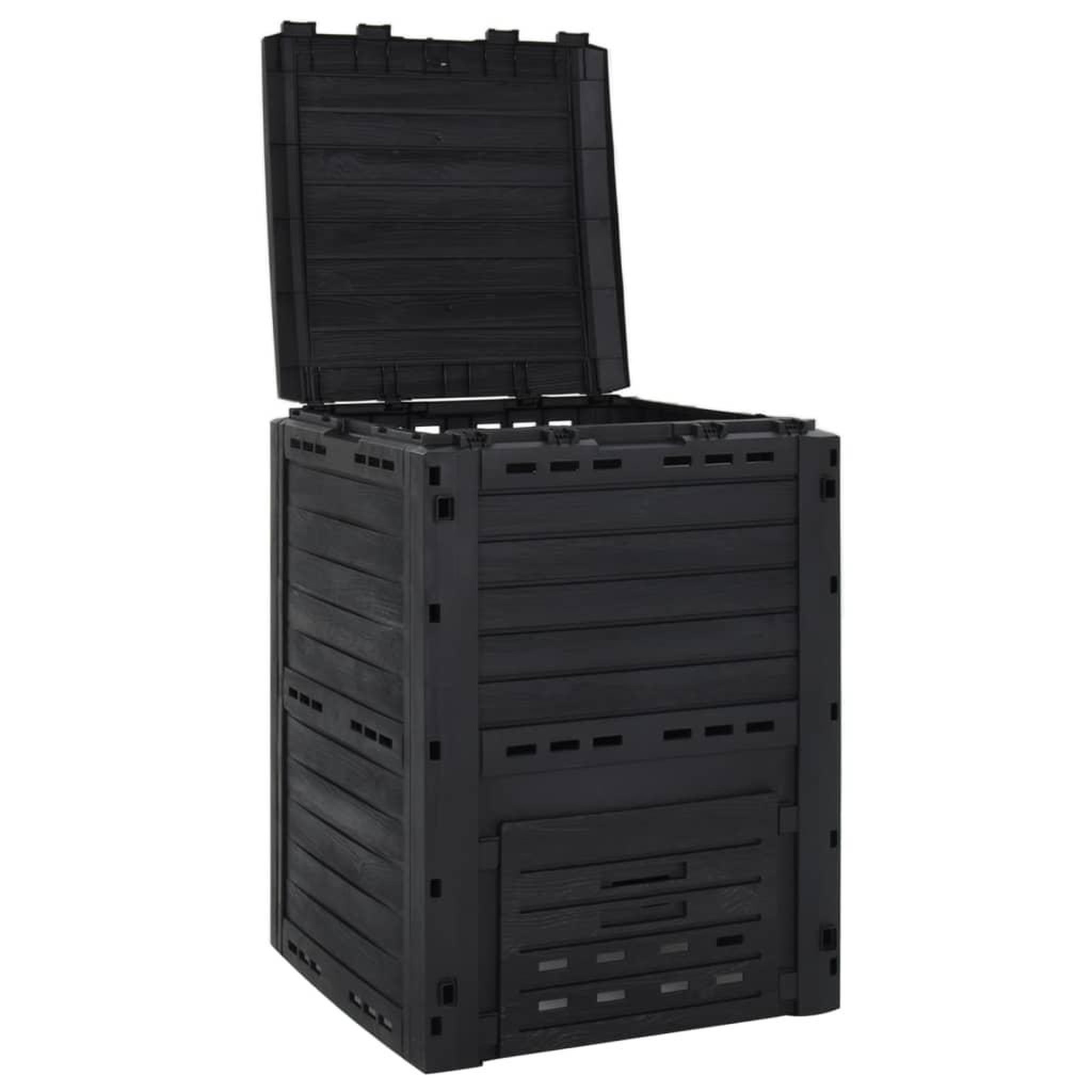 Voir la diapositive 4 : VIDAXL Composteur de jardin noir 280 l polypropylene