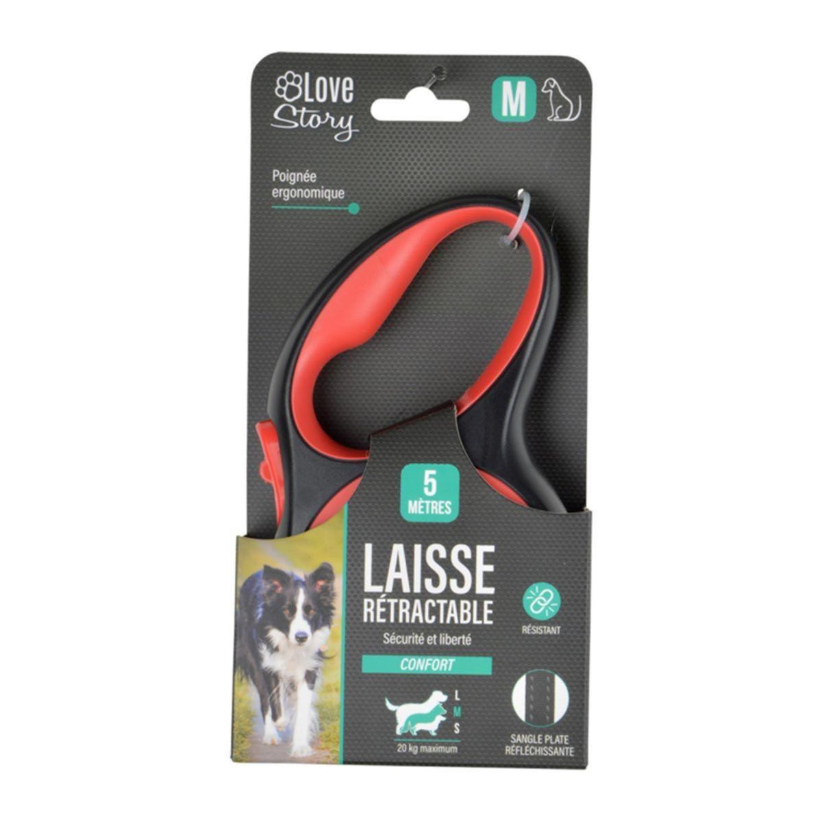 Paris Prix Laisse Rétractable Chien  Résistante  17cm Rouge