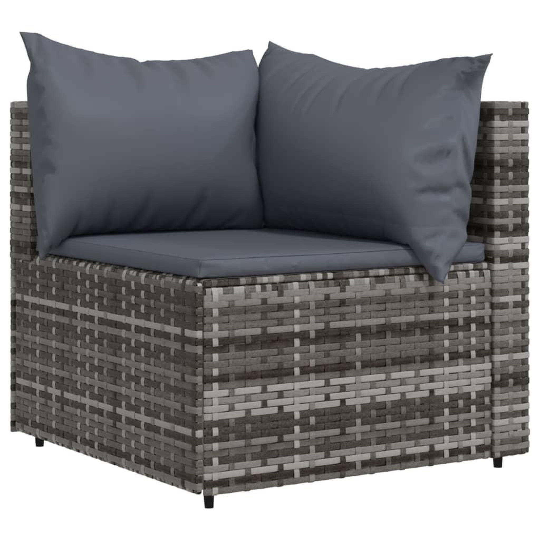 Voir la diapositive 4 : VIDAXL Salon de jardin 3 pcs avec coussins Gris Resine tressee