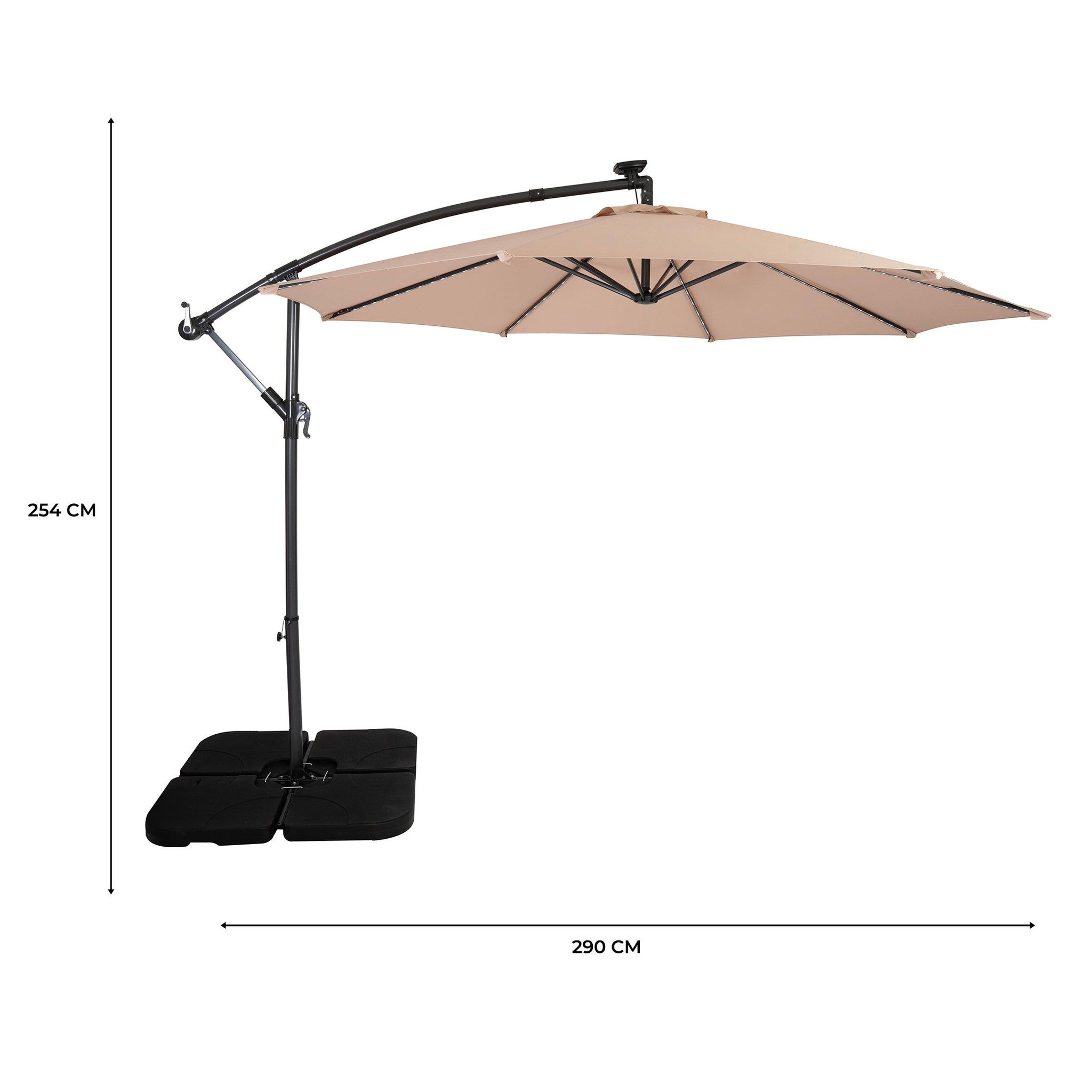 Voir la diapositive 5 : Monster Parasol Banane à Mât Déporté à LED 3 m & Pied Carré