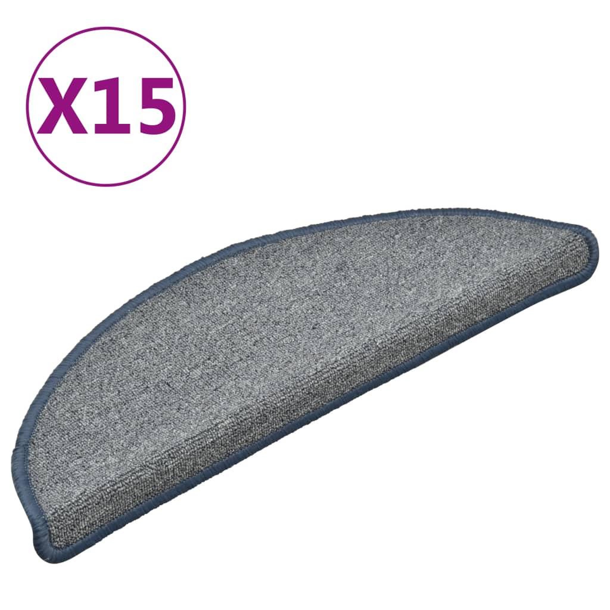 Voir la diapositive 2 : VIDAXL Tapis de marches d'escalier 15 pcs Gris clair et bleu 56x17x3cm