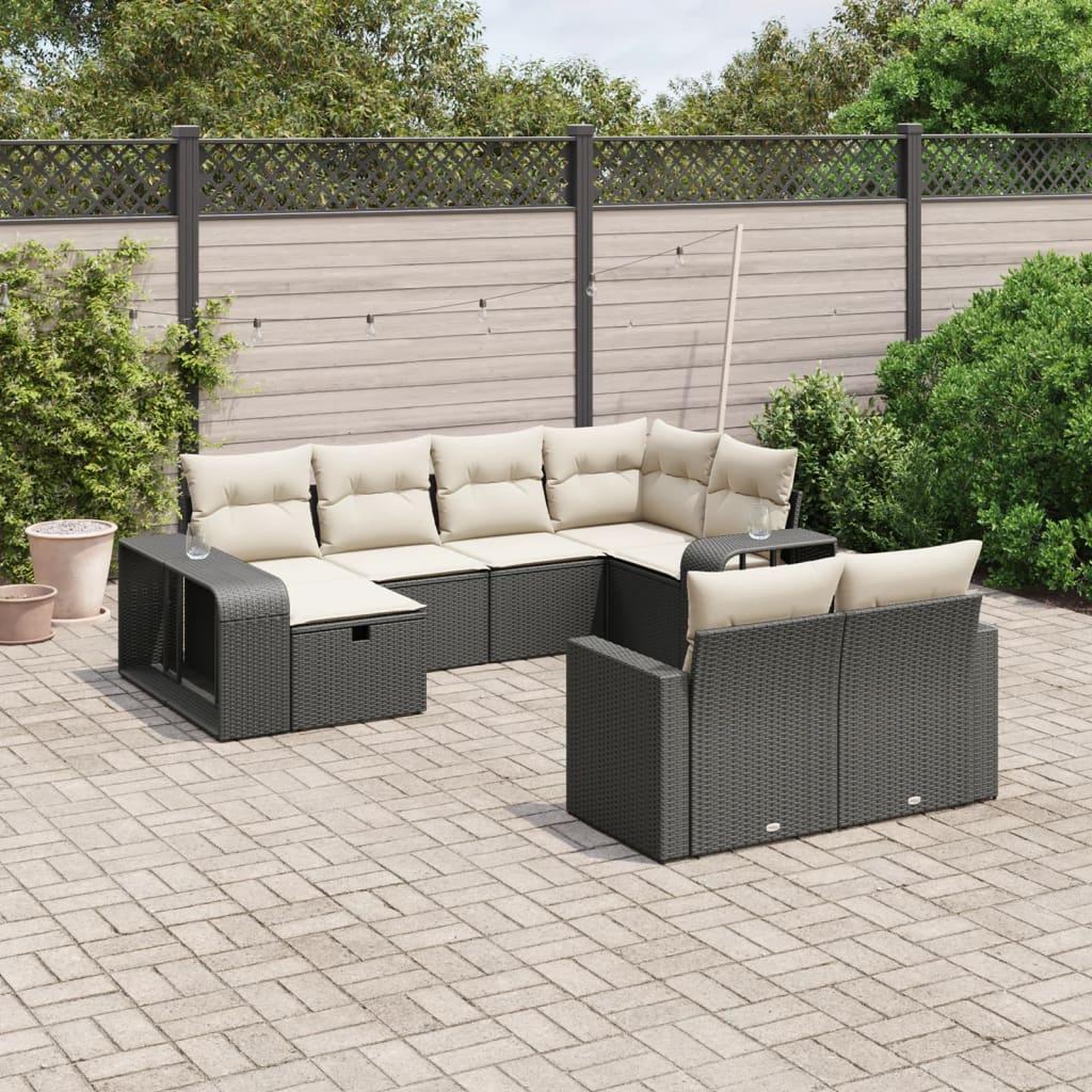 VIDAXL Salon de jardin 10 pcs avec coussins noir resine tressee