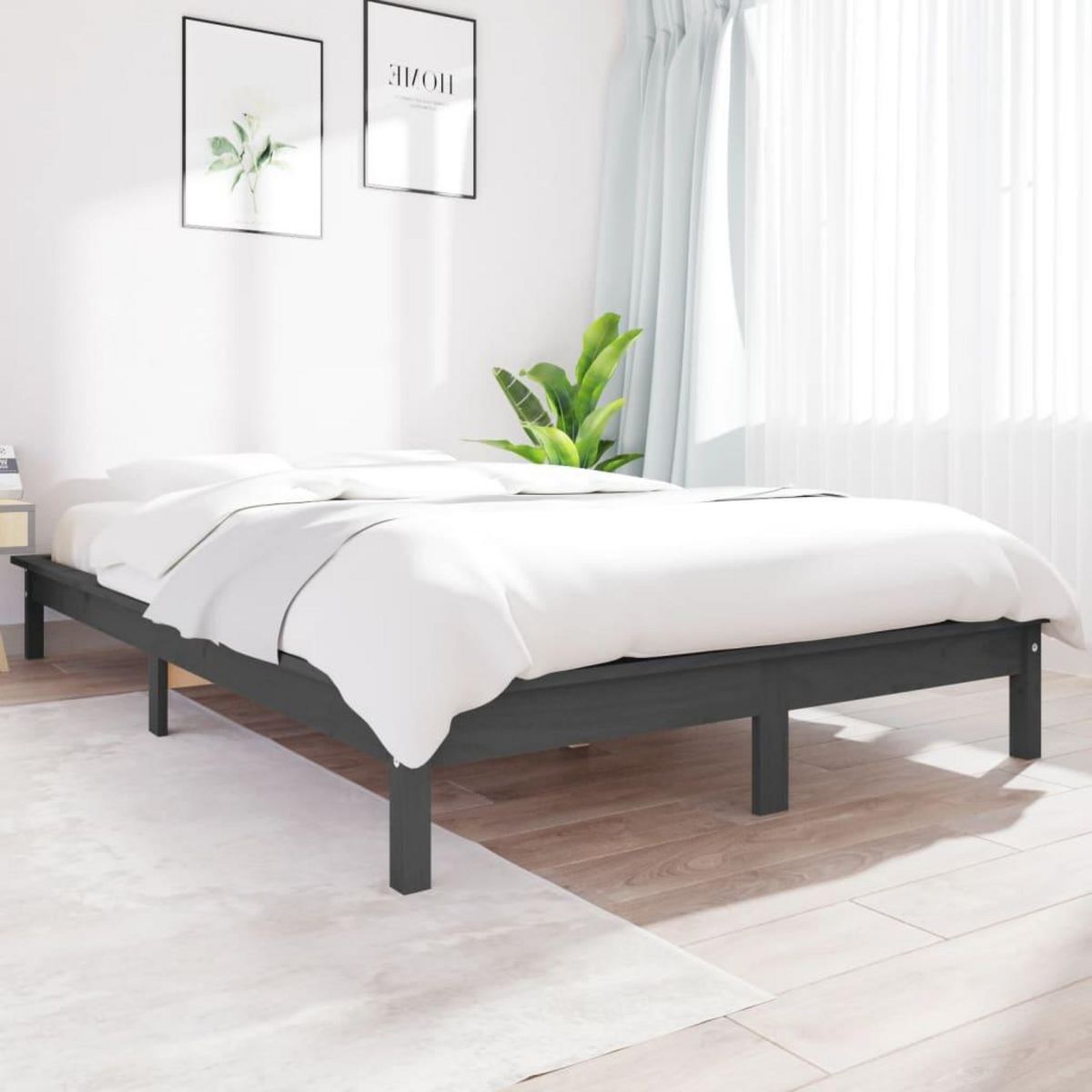 VIDAXL Cadre de lit sans matelas gris 140x190 cm bois de pin massif
