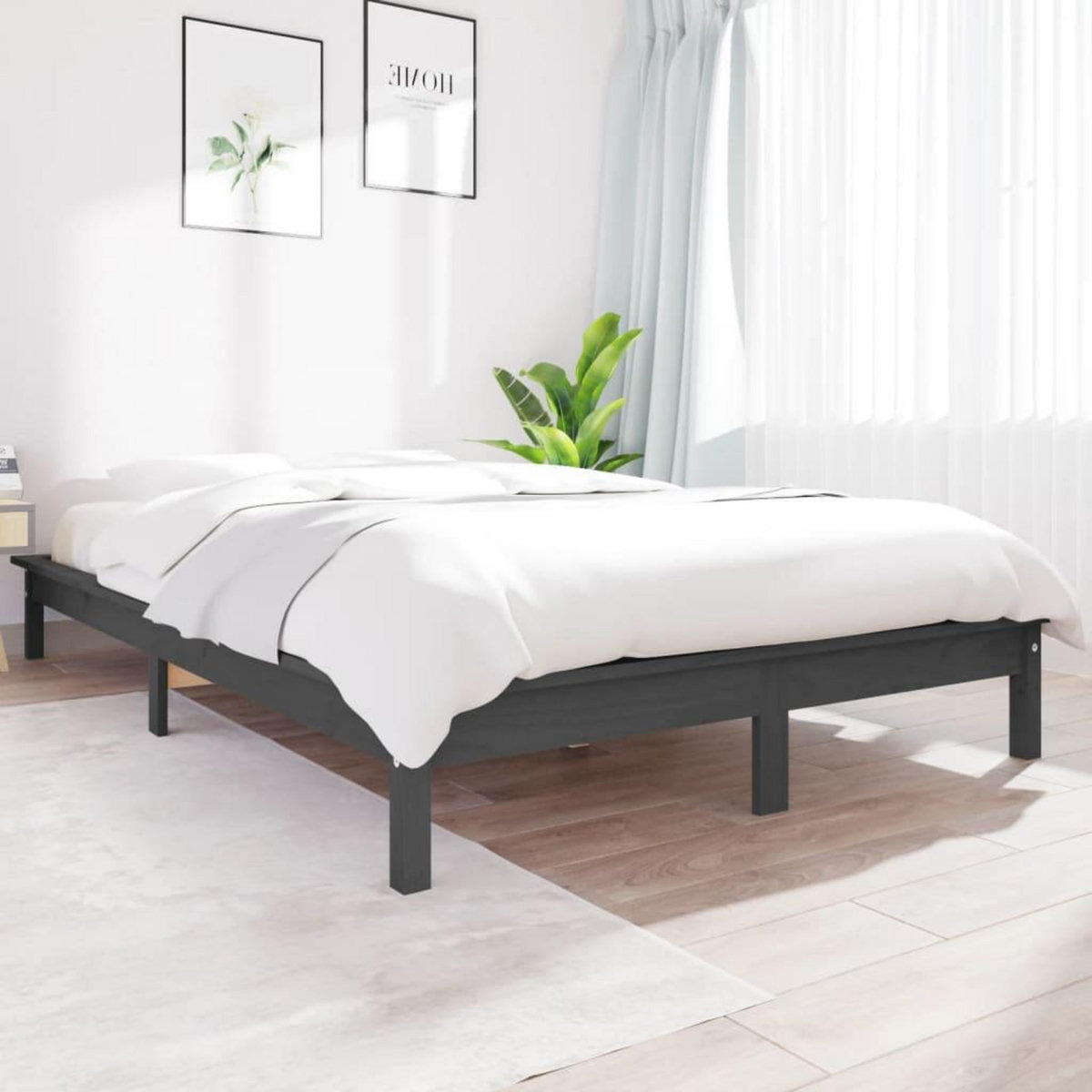 VIDAXL Cadre de lit sans matelas gris 140x190 cm bois de pin massif