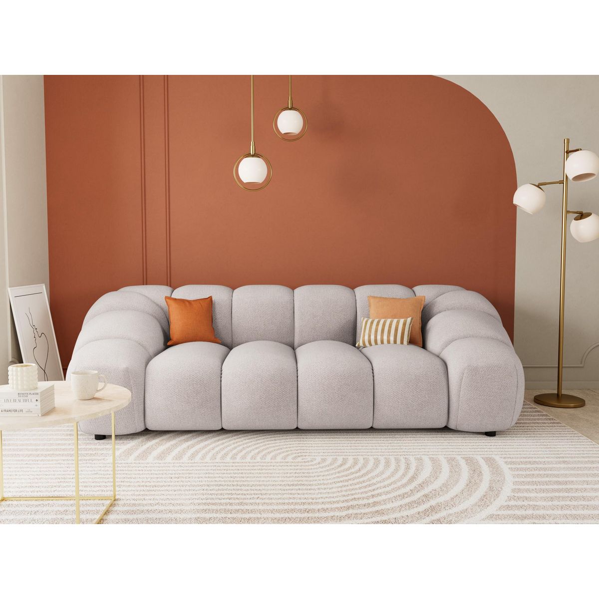 LISA DESIGN Ava - canapé 3 places en velours texturé