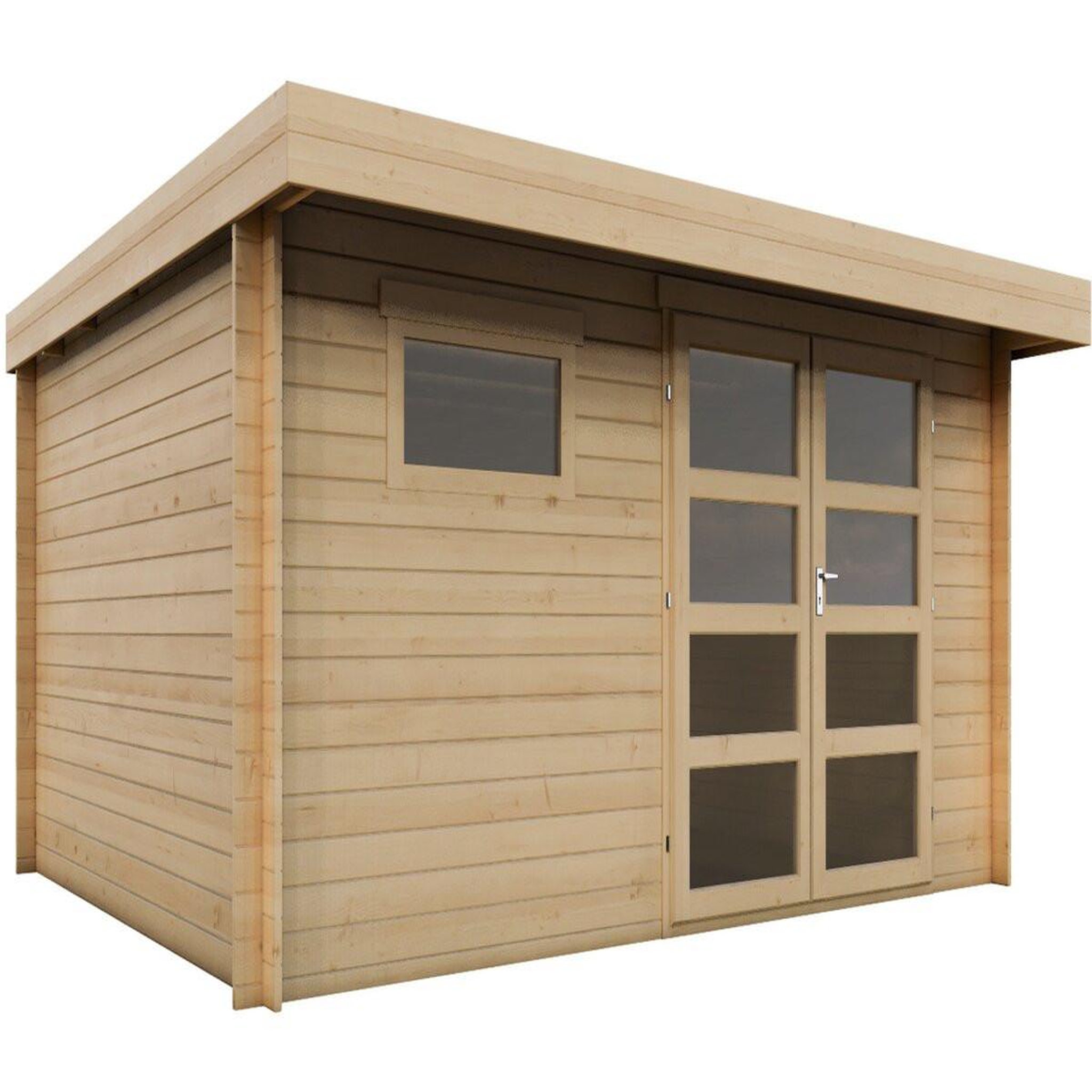 Habitat et Jardin Abri de jardin en bois avec toit plat  oak  - 13,1 m² - 28 mm - beige