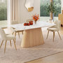 Voir la diapositive 4 : ID MARKET Table à manger extensible rectangle RHONDA 6-10 personnes plateau marbre blanc ALASKA et bois façon hêtre 160-200 cm