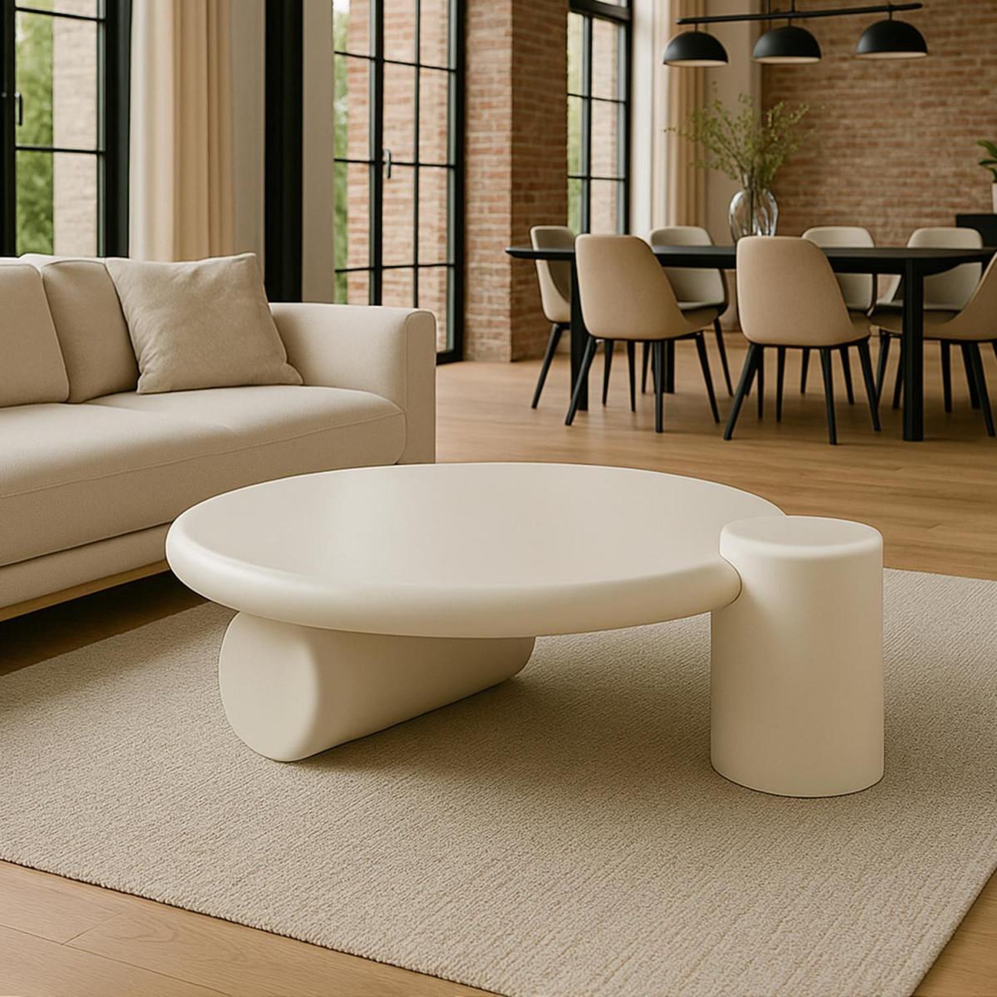 Voir la diapositive 4 : Paris Prix Table basse asymétrique  eloy  100cm crème