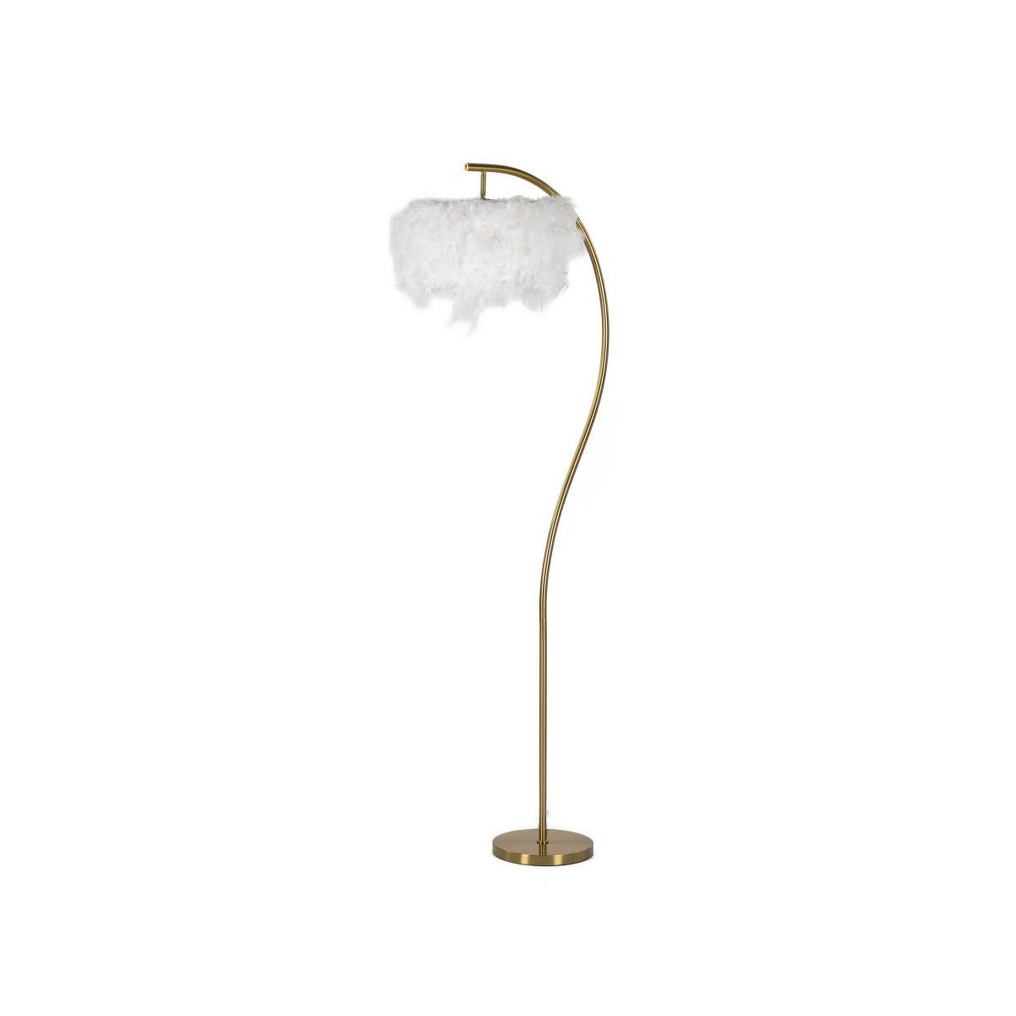 Voir la diapositive 3 : Paris Prix Lampadaire imitation plume  semi arc  170cm or & blanc