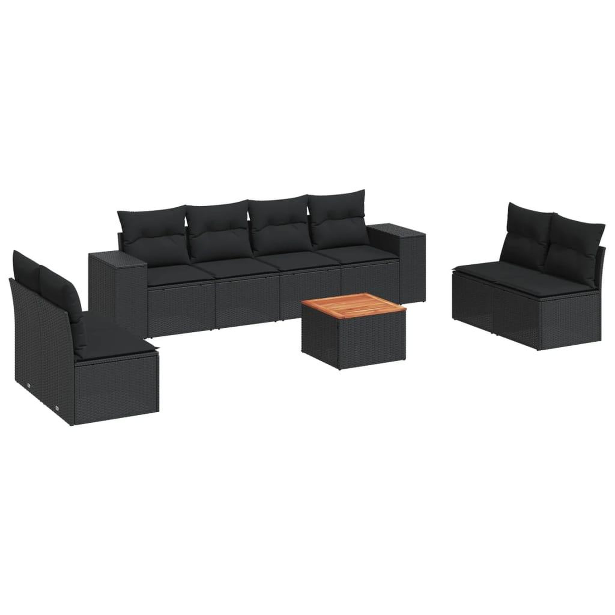 Voir la diapositive 2 : VIDAXL Salon de jardin 9 pcs avec coussins noir resine tressee