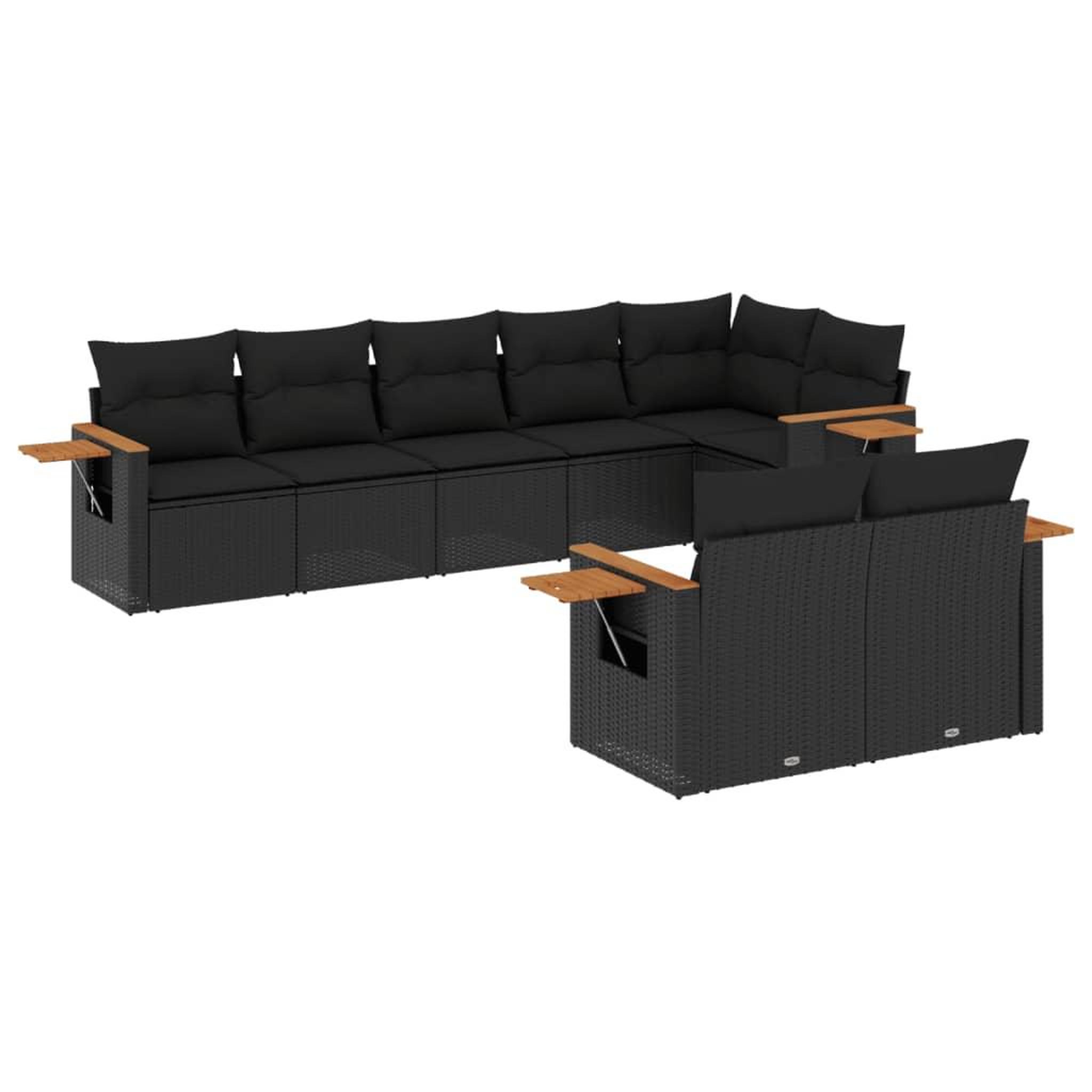 Voir la diapositive 2 : VIDAXL Salon de jardin 8 pcs avec coussins noir resine tressee