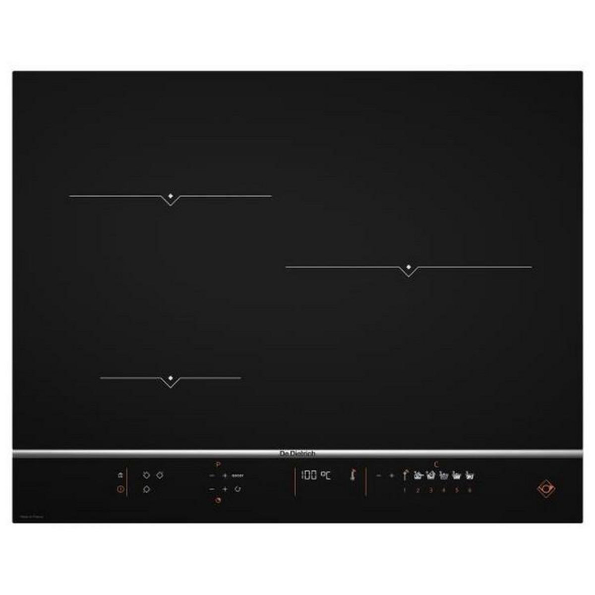 De Dietrich Table de cuisson à induction 65cm 3 feux 7400kw noir - dpi7570xt