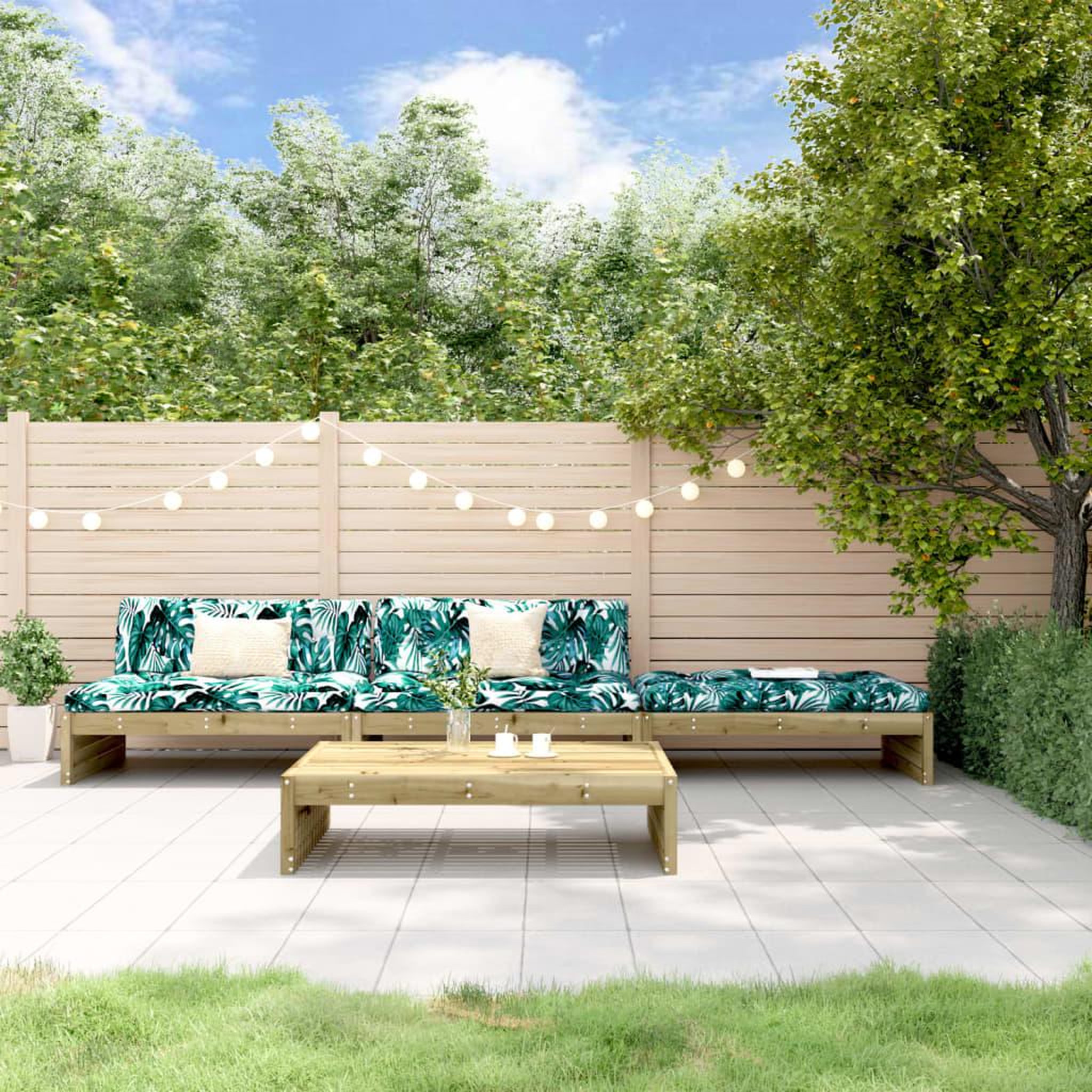 VIDAXL Salon de jardin 4 pcs avec coussins bois de pin impregne