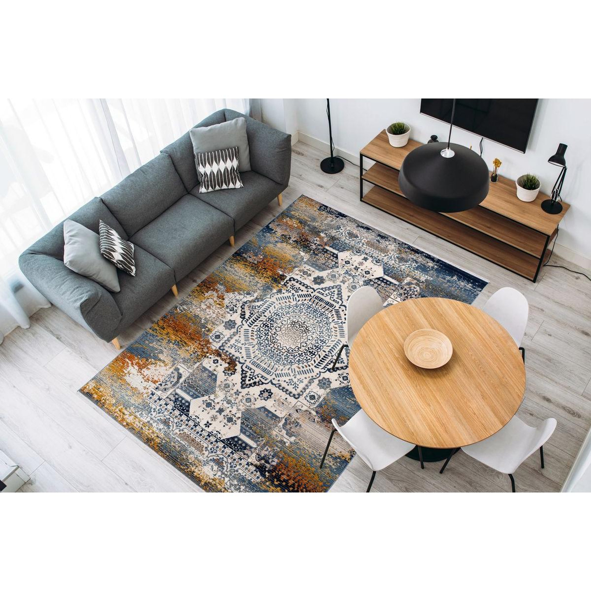 Voir la diapositive 2 : Paris Prix Tapis oriental à poils courts  anouk  bleu