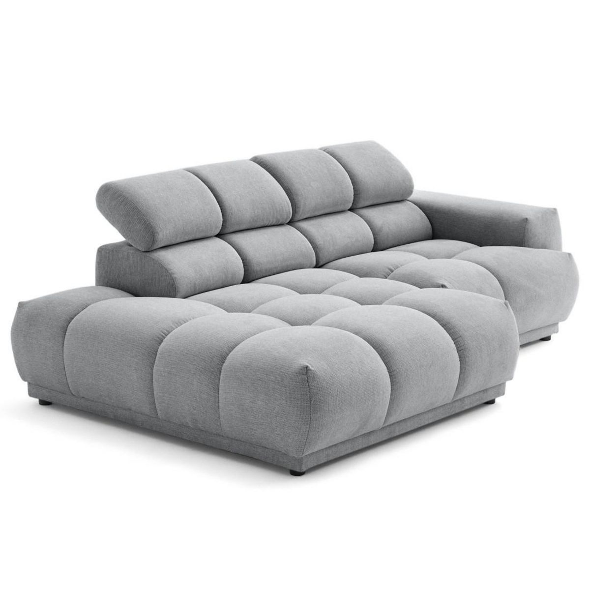 LISA DESIGN Matera - canapé d'angle gauche 3 places avec têtières réglables en tissu texturé