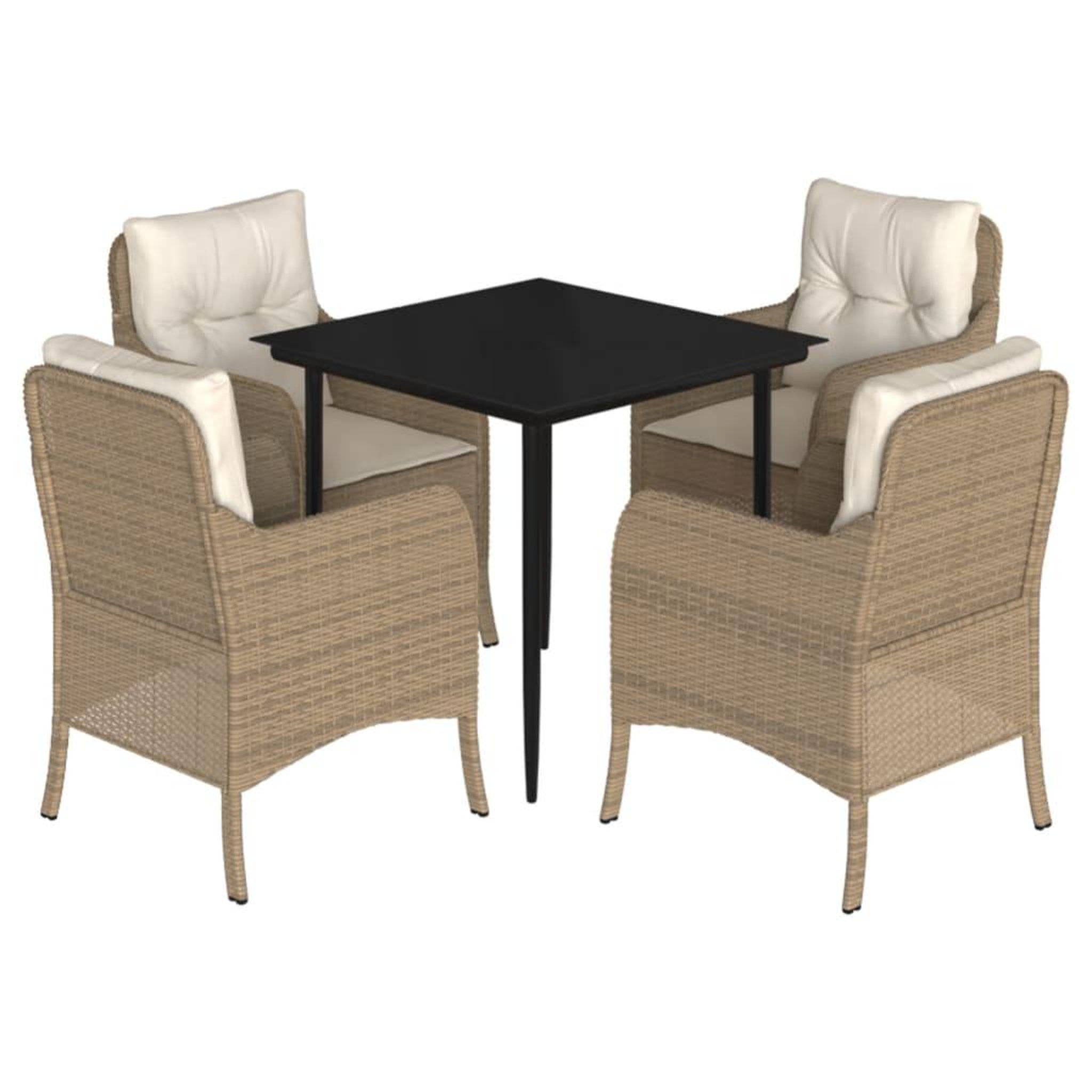 Voir la diapositive 2 : VIDAXL Ensemble a manger de jardin avec coussins 5pcs Beige poly rotin