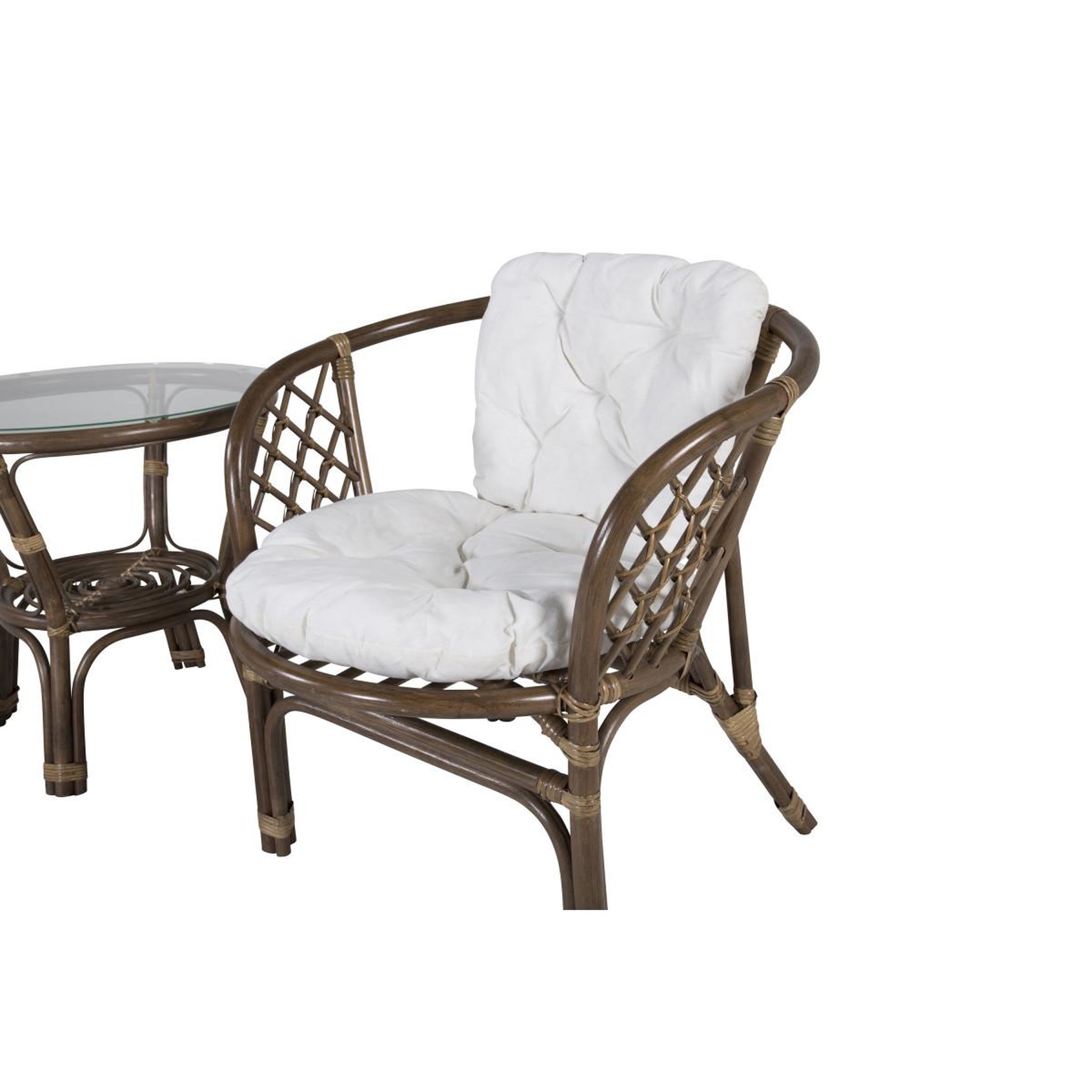 Voir la diapositive 2 : Paris Prix Ensemble table de jardin & 2 fauteuils  wera  55cm noyer