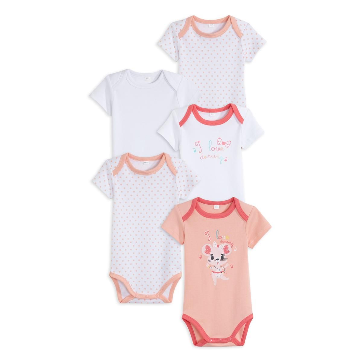 IN EXTENSO Lot de 5 bodies manches courtes bébé
