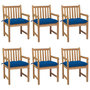 Voir la diapositive 1 : VIDAXL Chaises de jardin lot de 6 et coussins bleu Bois de teck solide