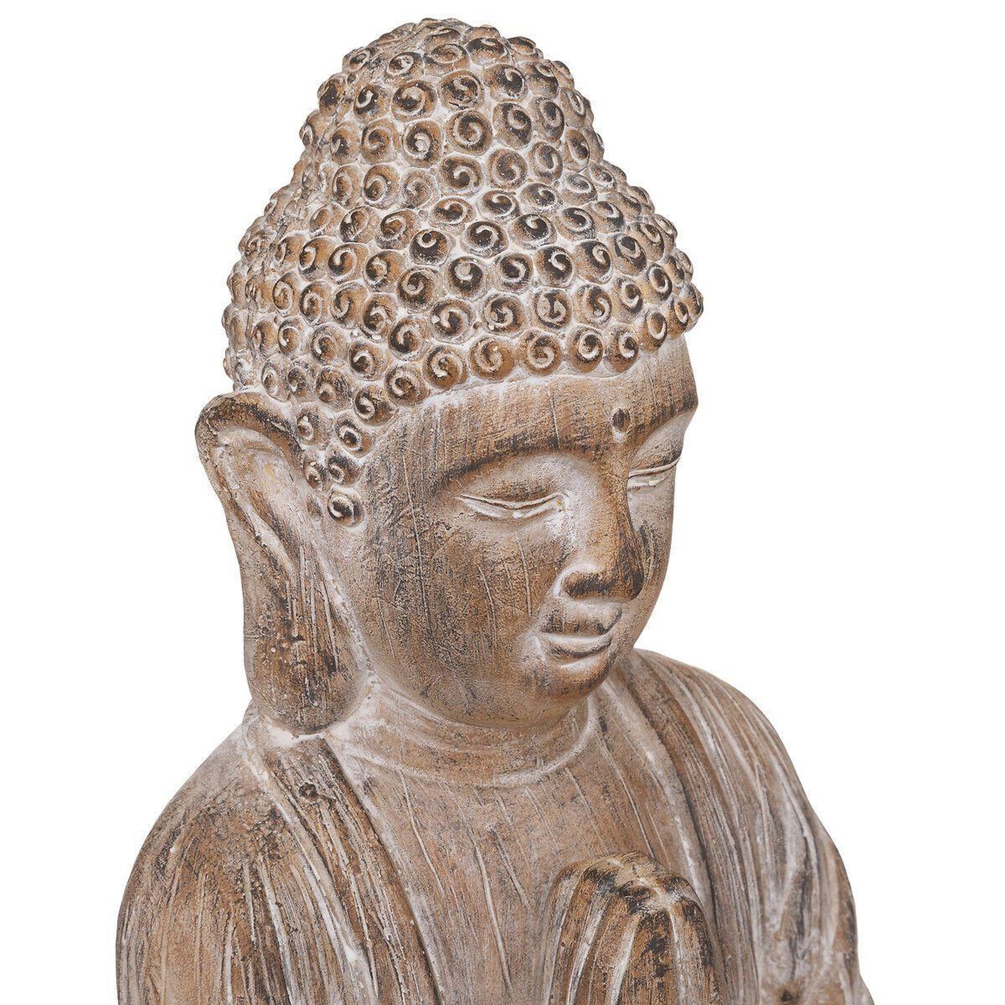 Voir la diapositive 2 : ATMOSPHERA Statuette Déco Bouddha  Effet Bois  45cm Lin