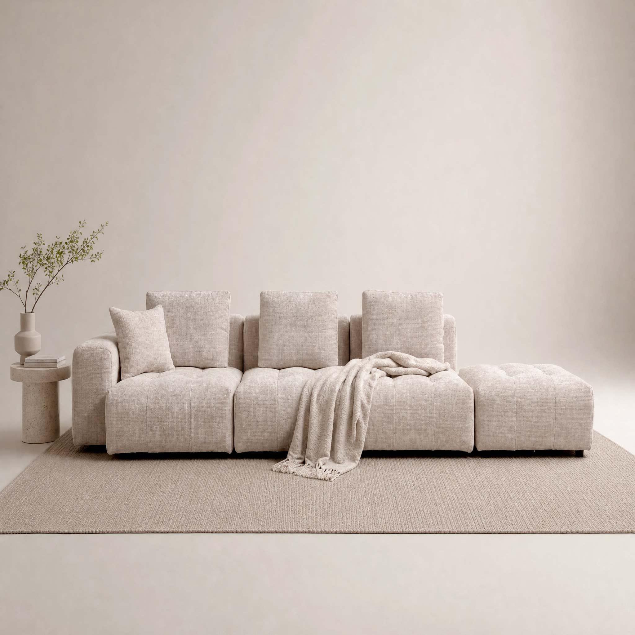 Voir la diapositive 2 : BEST MOBILIER Colette - canapé modulable d'angle réversible 4 places en velours texturé