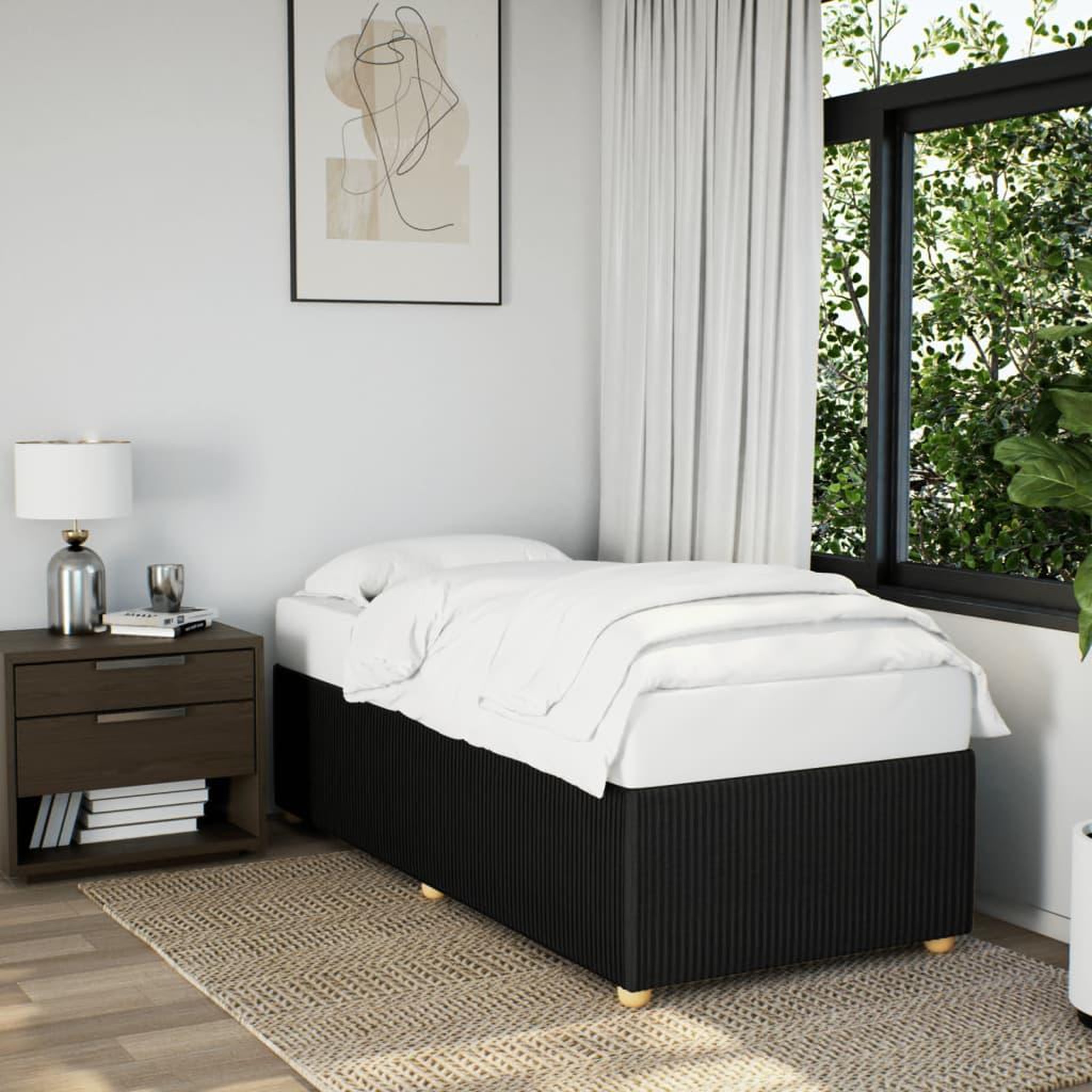 VIDAXL Cadre de lit sans matelas noir simple tissu