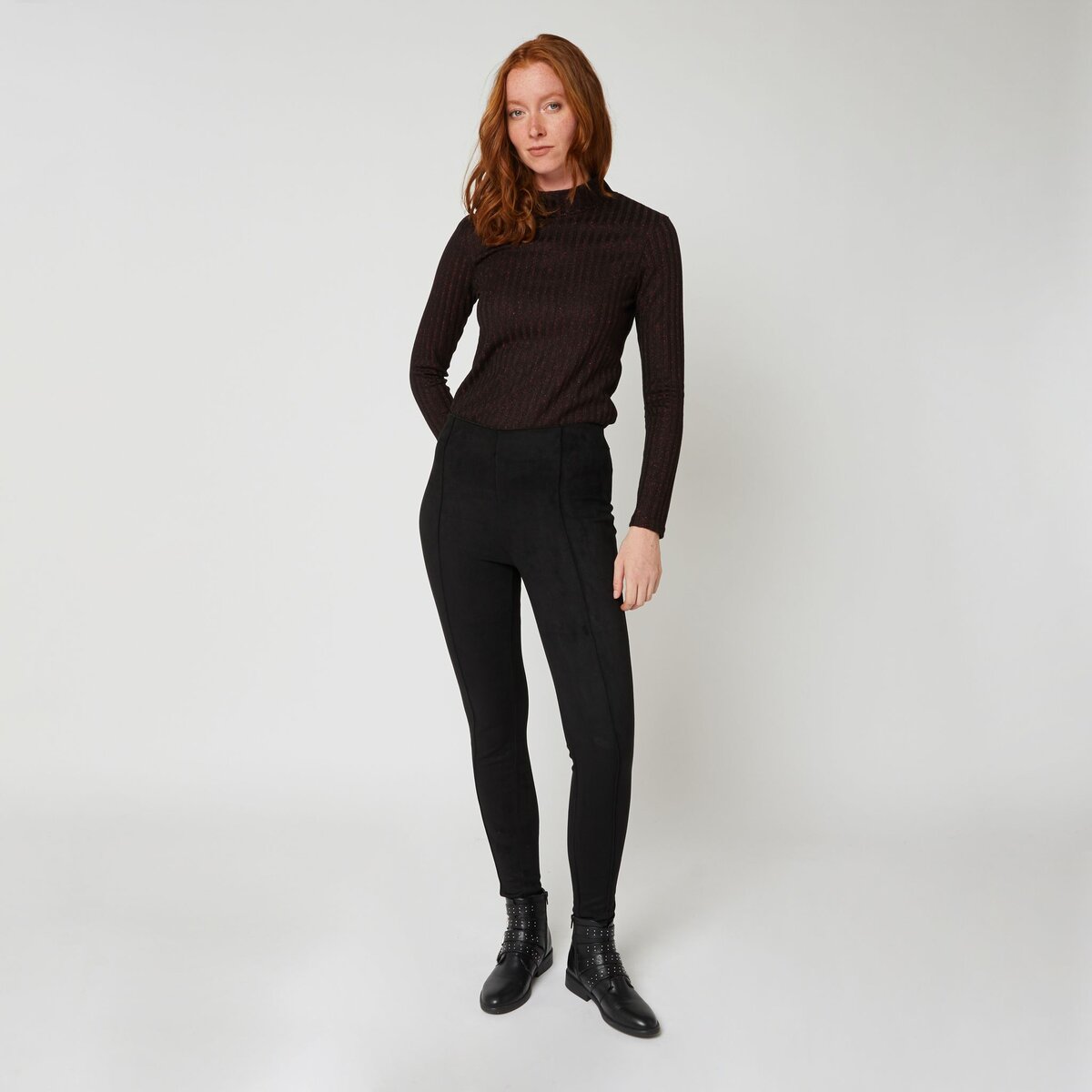 INEXTENSO Legging suedine noir femme pas cher Auchan.fr