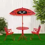 OUTSUNNY Ensemble salon de jardin enfant 4 pcs design coccinelle - table ronde + 2 chaises pliables + parasol - métal époxy oxford rouge