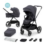 KINDERKRAFT Poussette combinée 2 en 1 avec suspension et protection UPF50+. Coloris disponibles : Noir, Gris, Rose