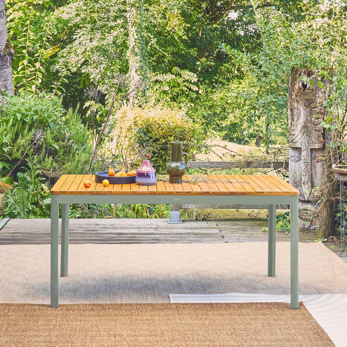 SWEEEK Table de jardin SENORA acacia avec coins arrondis, 8 places, 160 x 90 x 75 cm