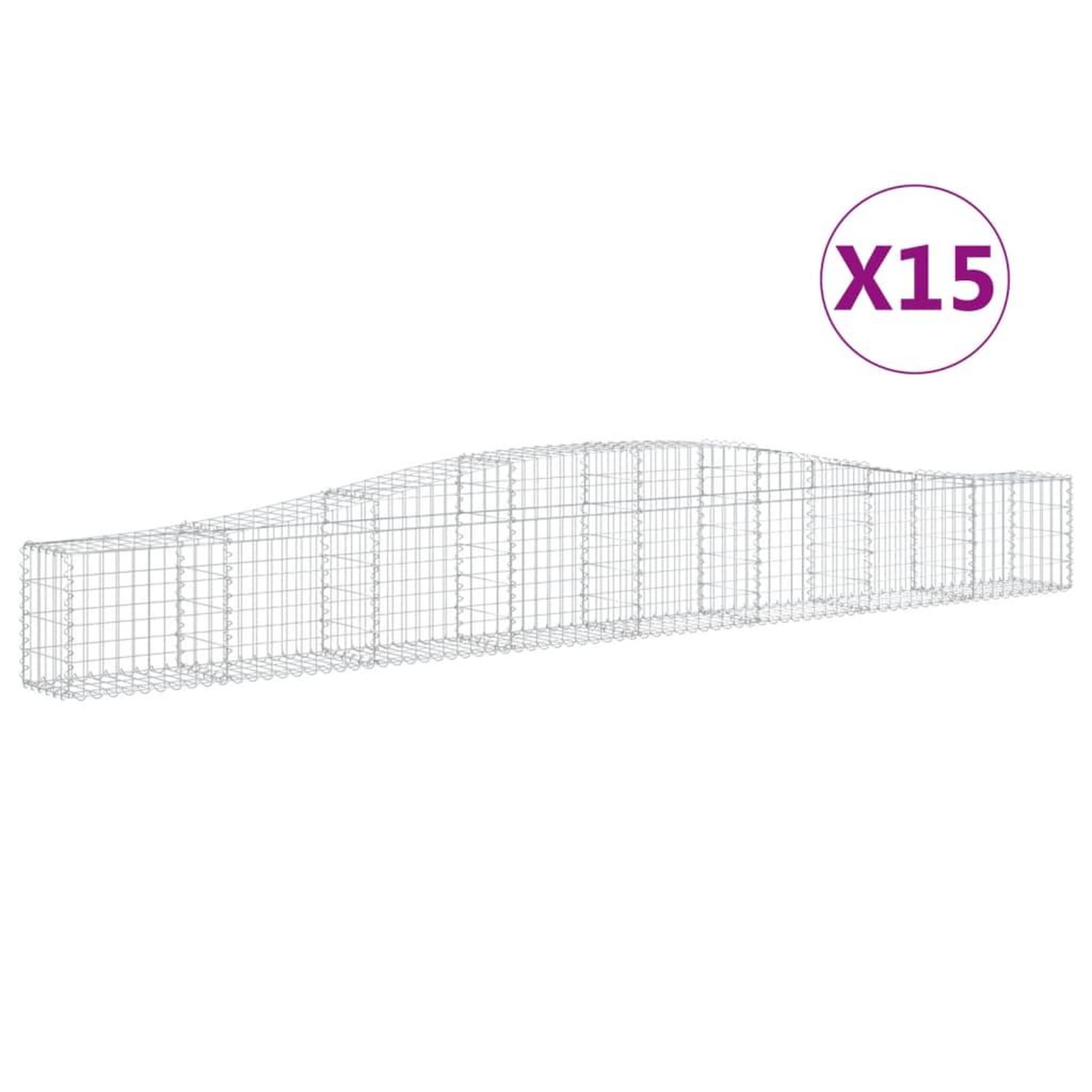 Voir la diapositive 2 : VIDAXL Paniers a gabions arques 15 pcs 400x30x40/60 cm Fer galvanise