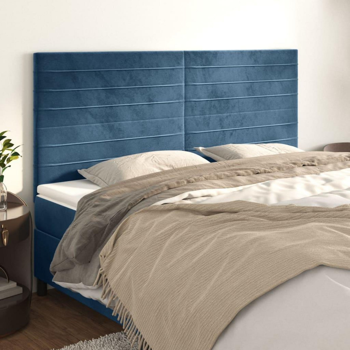 VIDAXL Tetes de lit 4 pcs Bleu fonce 100x5x78/88 cm Velours