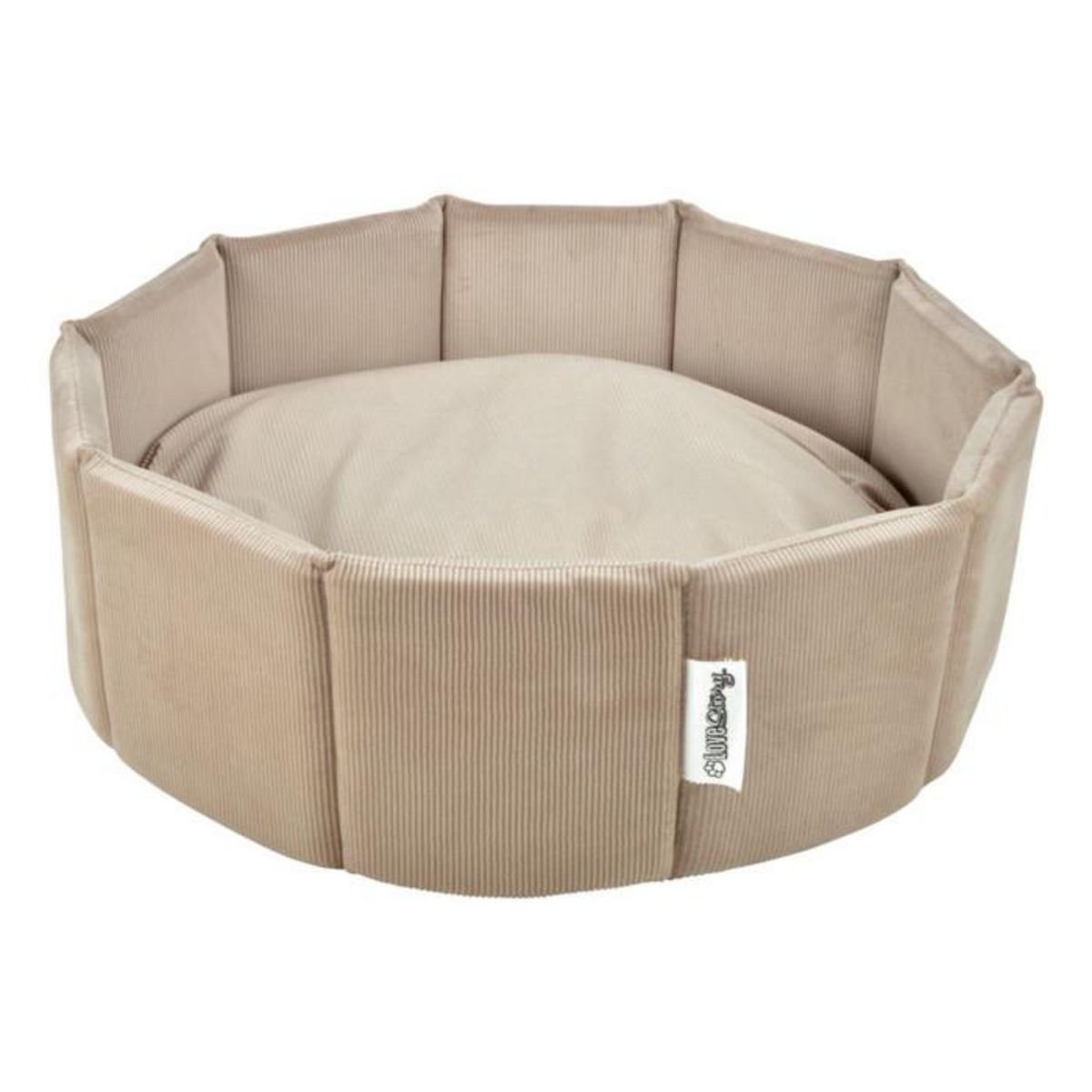 Paris Prix Panier Rond Chien & Chat Velours  Crafty  48cm Noisette