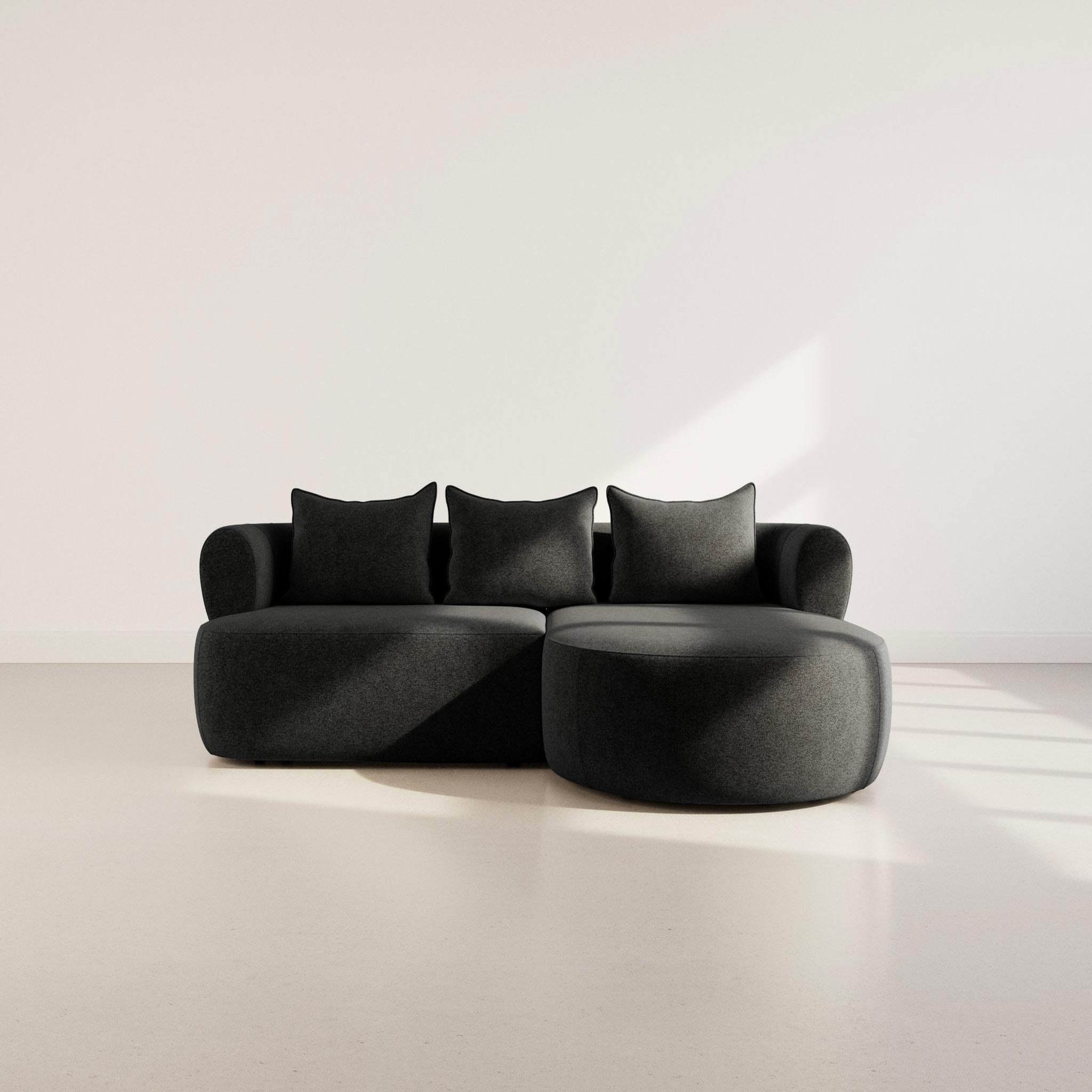 Voir la diapositive 2 : BEST MOBILIER Angela - canapé d'angle droit 4 places en velours texturé