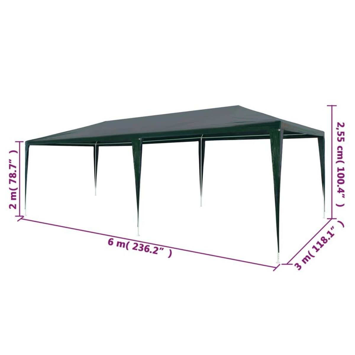 VIDAXL Tente de reception 3x6 m PE Vert