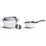 De buyer Série de 4 casseroles inox 14/16/18/20cm + 1 queue + 2 anses - 3491.04
