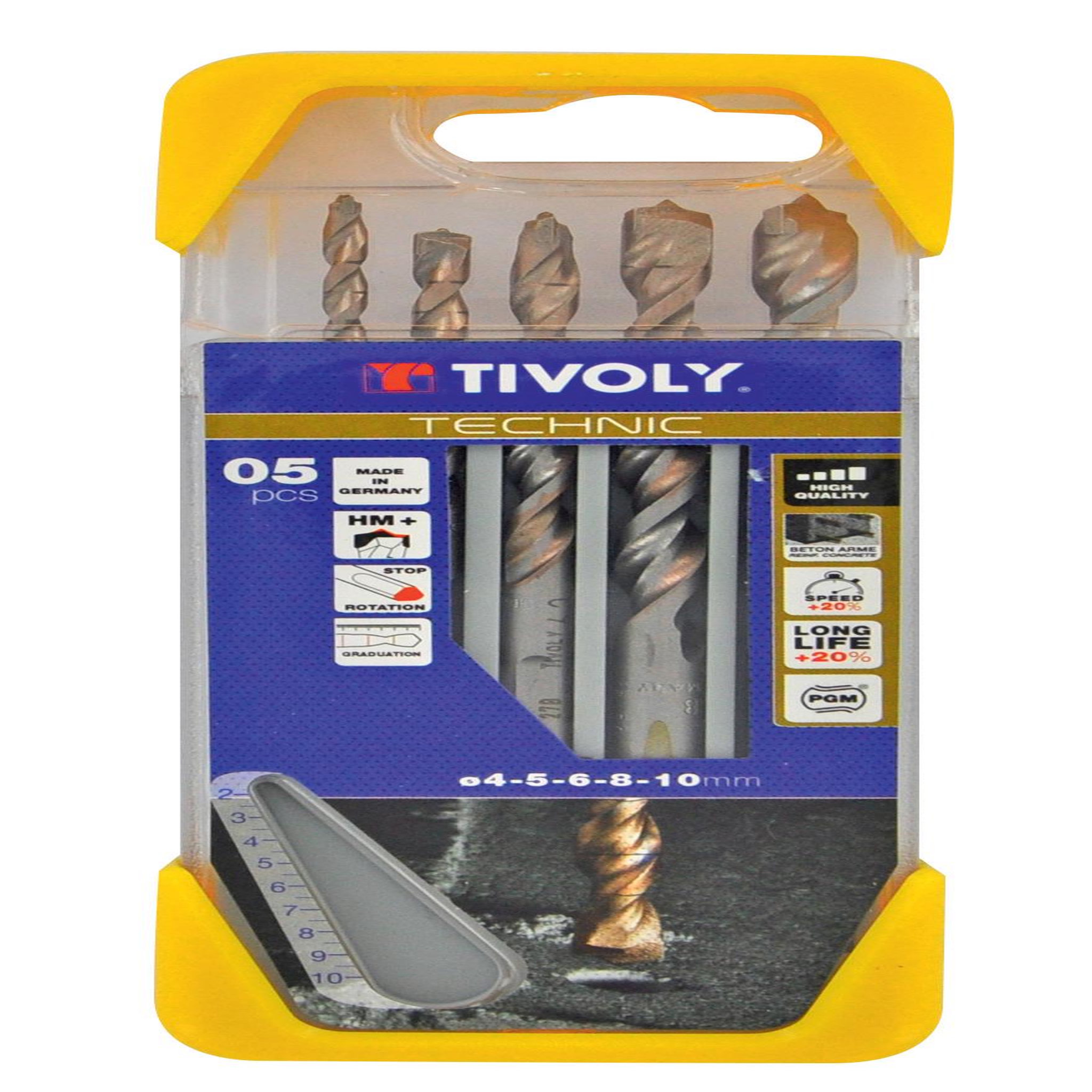 TIVOLY Coffret de 5 forets gradués technic béton, Diam.4 à 10 mm TIVOLY 10960470034