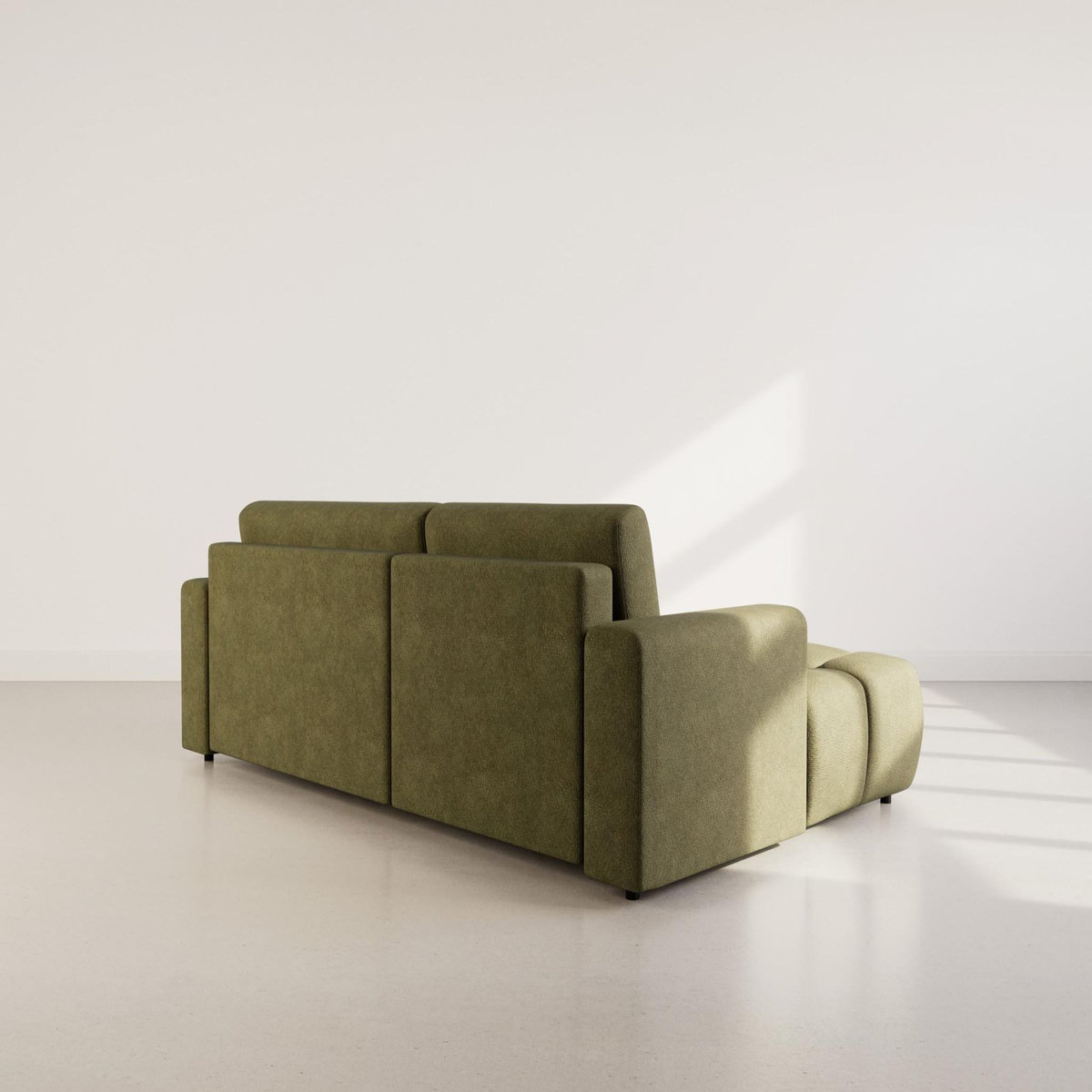 BEST MOBILIER Leonie - canapé d'angle gauche 4 places convertible avec coffre en velours texturé