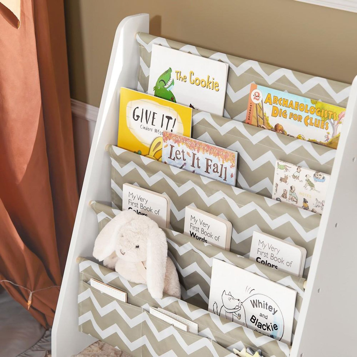 SOBUY SoBuy - Bibliothèque Enfant à 4 compartiments et 3 poches - Moderne - KMB50